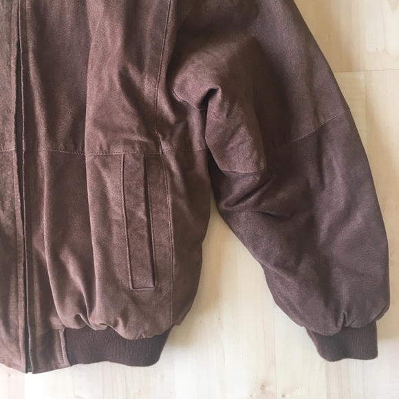 Vintage 80s Suede Aviator Bomber Jacket brown S/M - Picture 4 of 8